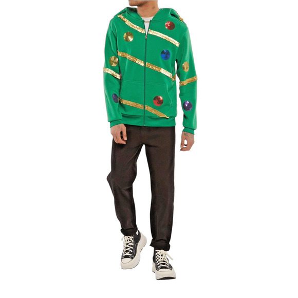 Mad Engine Christmas Tree Zipped Hoodie Ugly Sweater - Picture 3 of 7